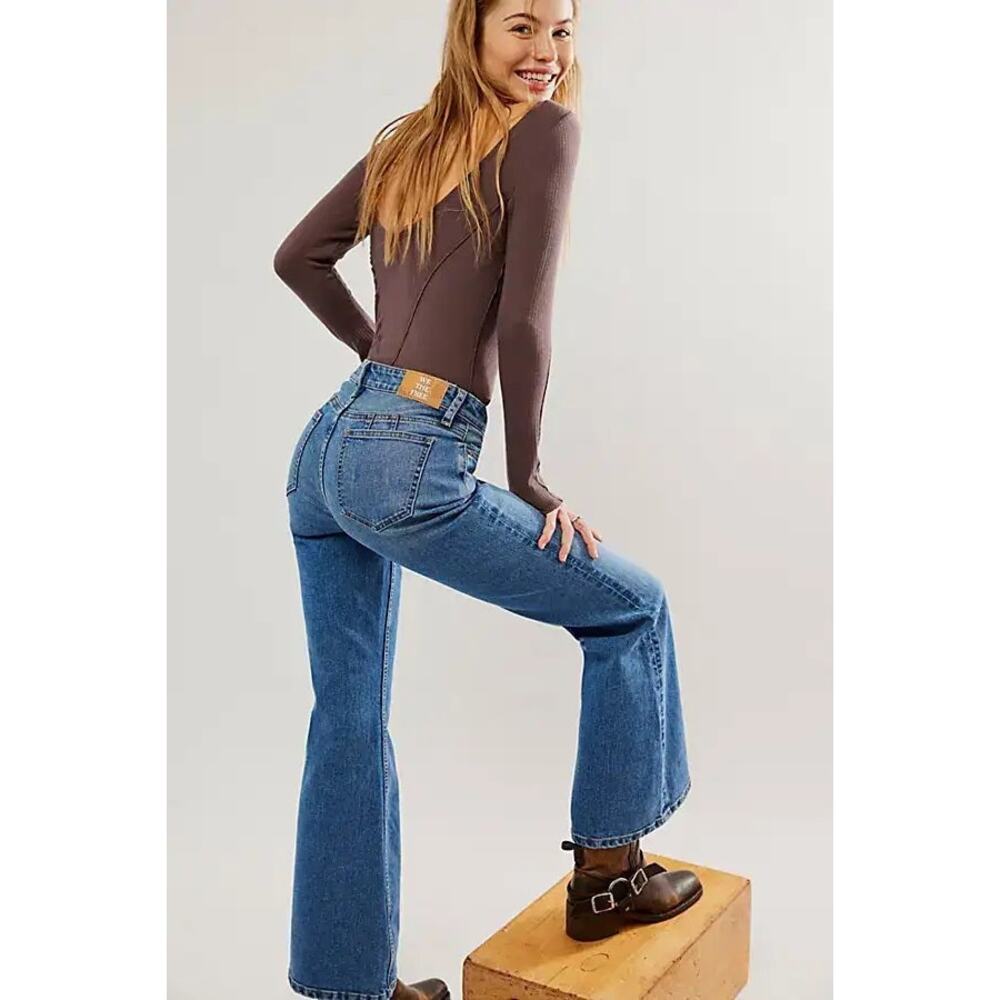We The Free CRVY Vintage High Rise Flare Jeans 26 Curvy Stretch 28” Retro Boho - Picture 4 of 10